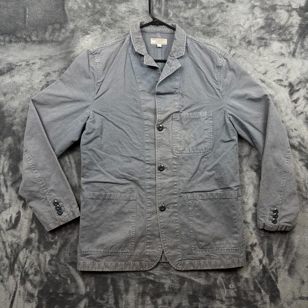 Wallace & Barnes Chore Jacket Mens 40L Gray Blue Cotton Twill Workwear Blazer